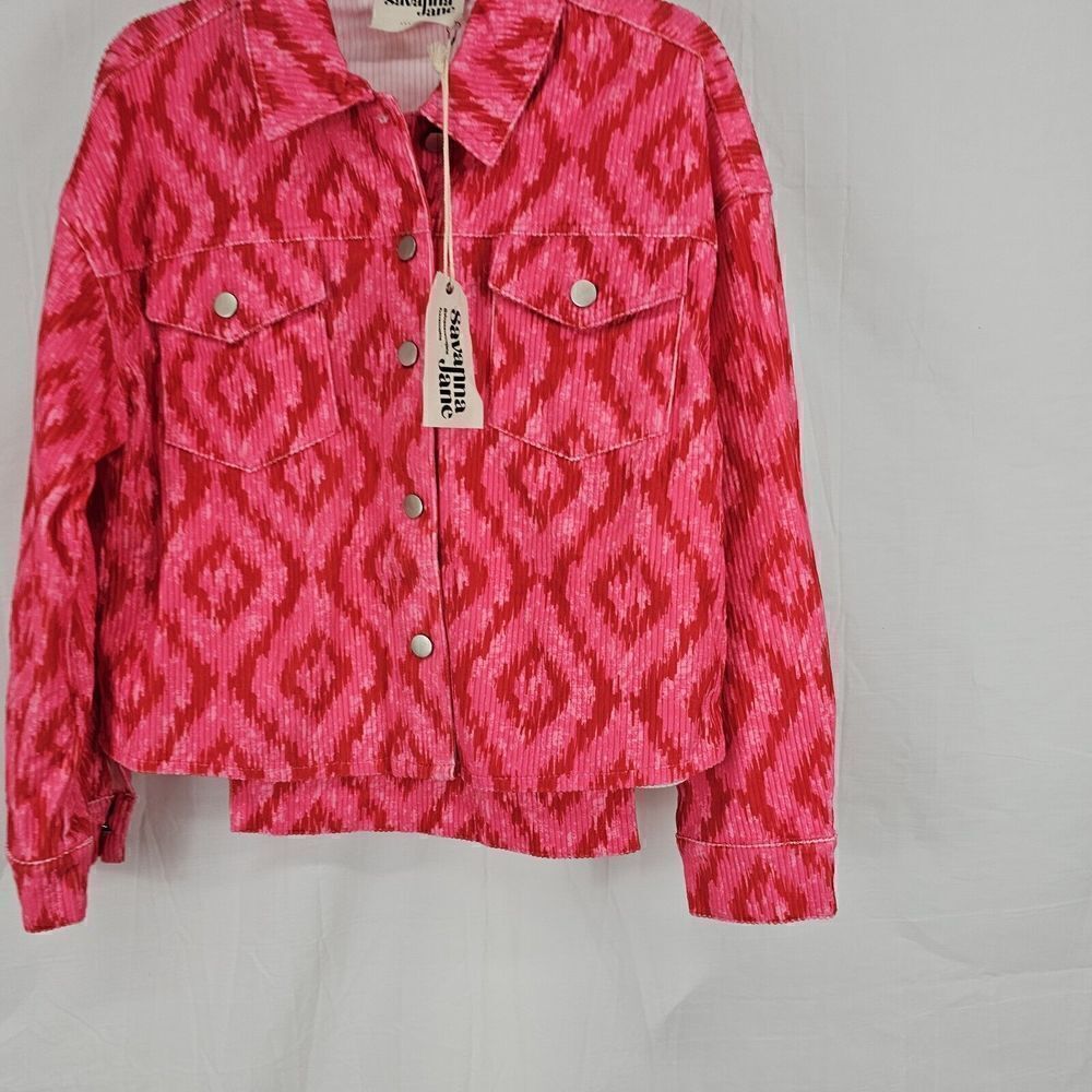 Savanna Jane THINK PINK CORDUROY JACKETAztec Red Pink Women's Size Small Nwt - Picture 5 of 13